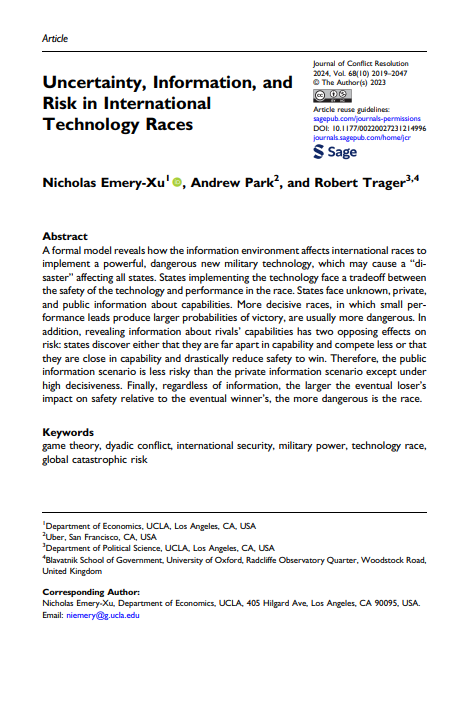 Uncertainty, Information, and Risk in International Technology Races
