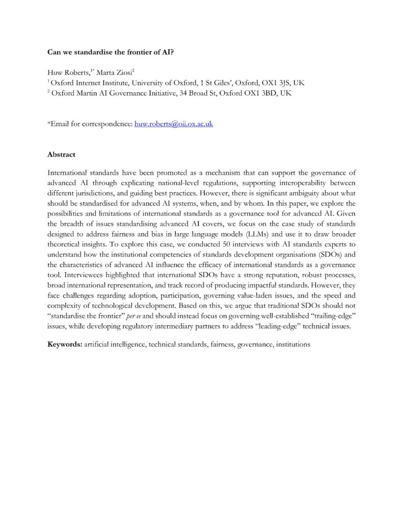 Image for Can we standardise the frontier of AI?