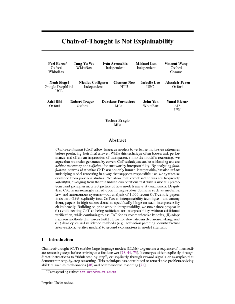 Image for Chain-of-Thought Is Not Explainability